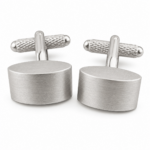 Brush Rhodium Convex Cufflinks