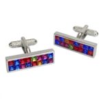 Multi Coloured Crystals Cufflinks