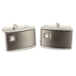 Rhodium Rectangle With Crystal Cufflinks
