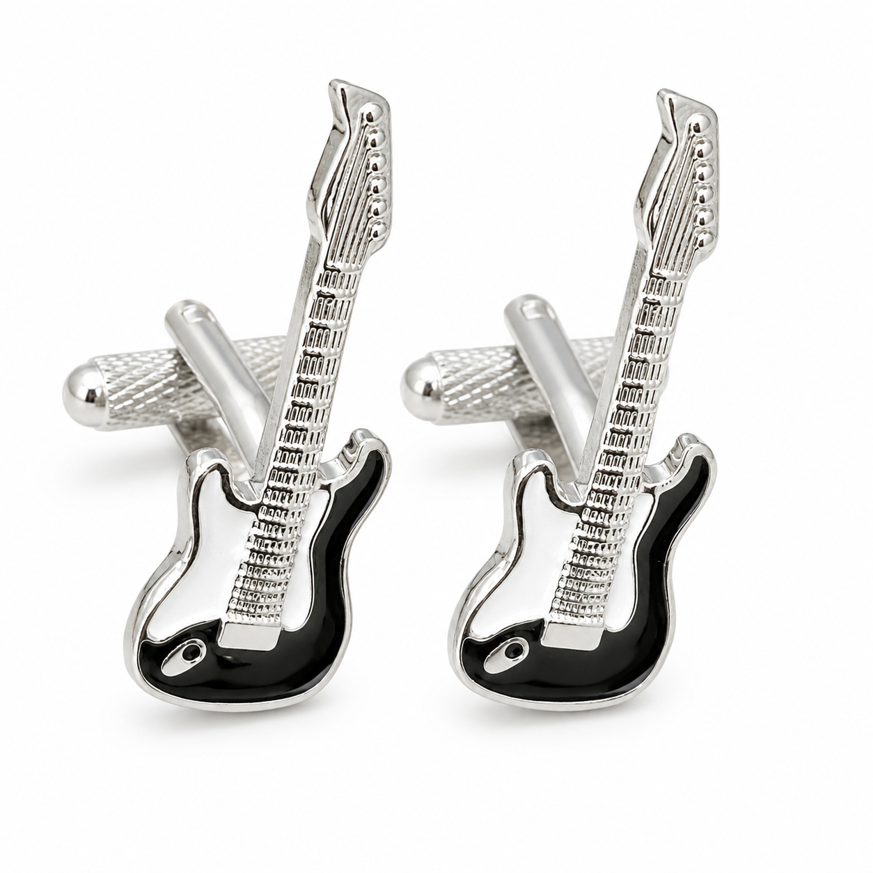black electric guitar cufflinks (stratocaster)