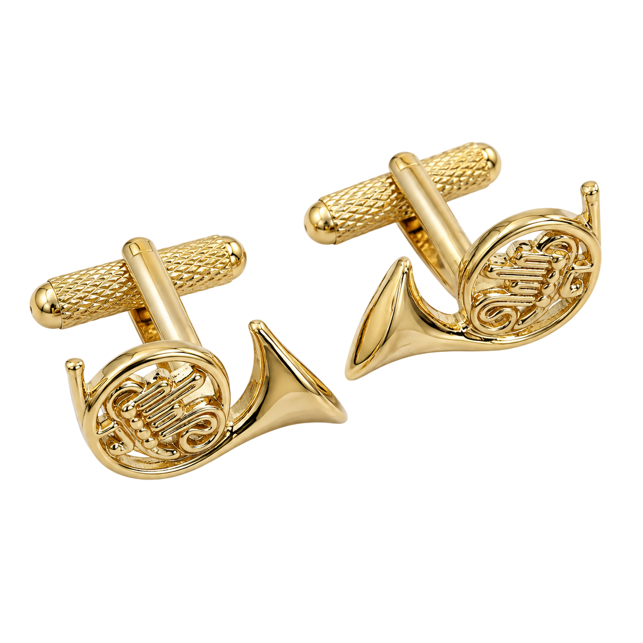 french horn cufflinks (gold)