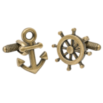 Wheel and Anchor Burnished Gold Cufflinks