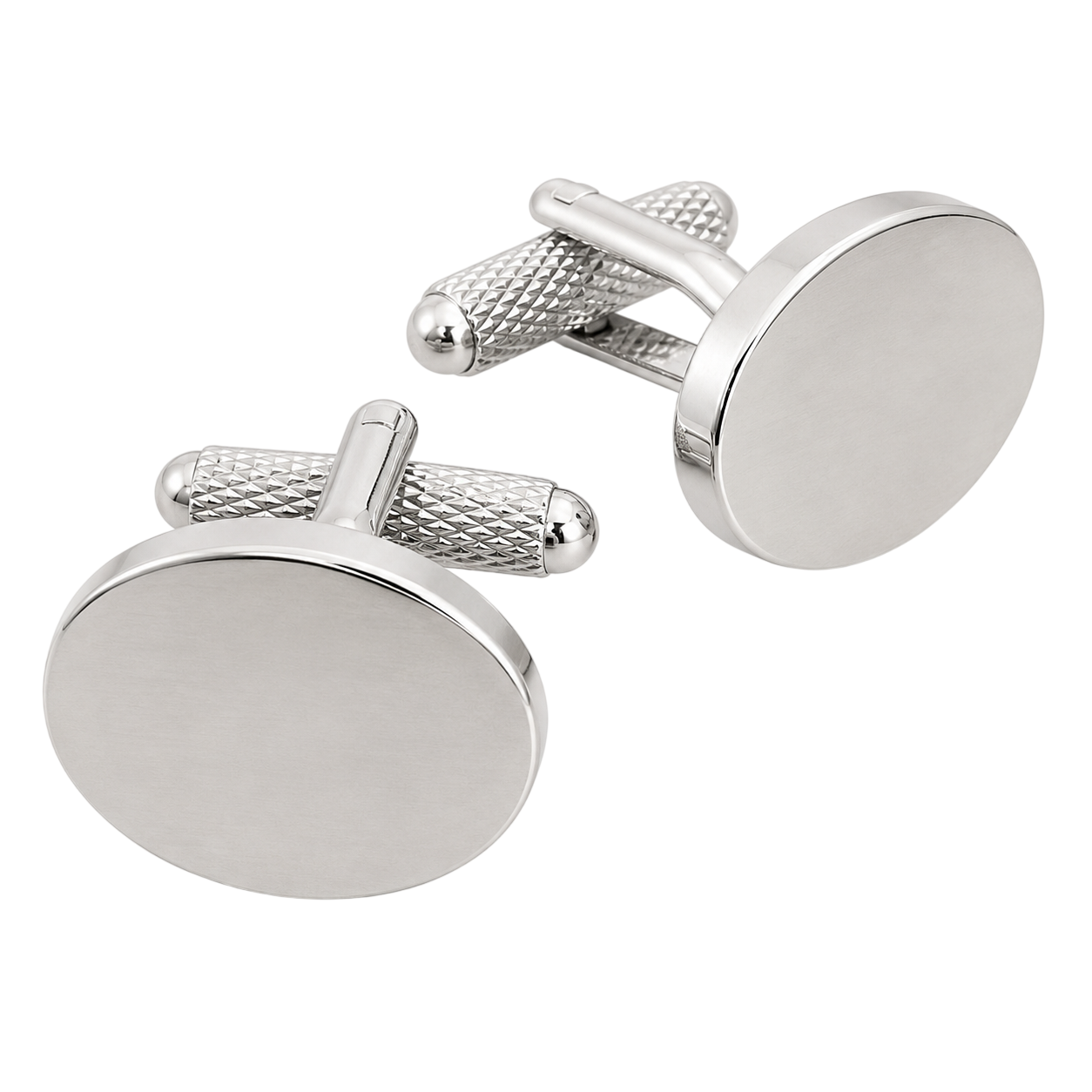 plain silver oval cufflinks