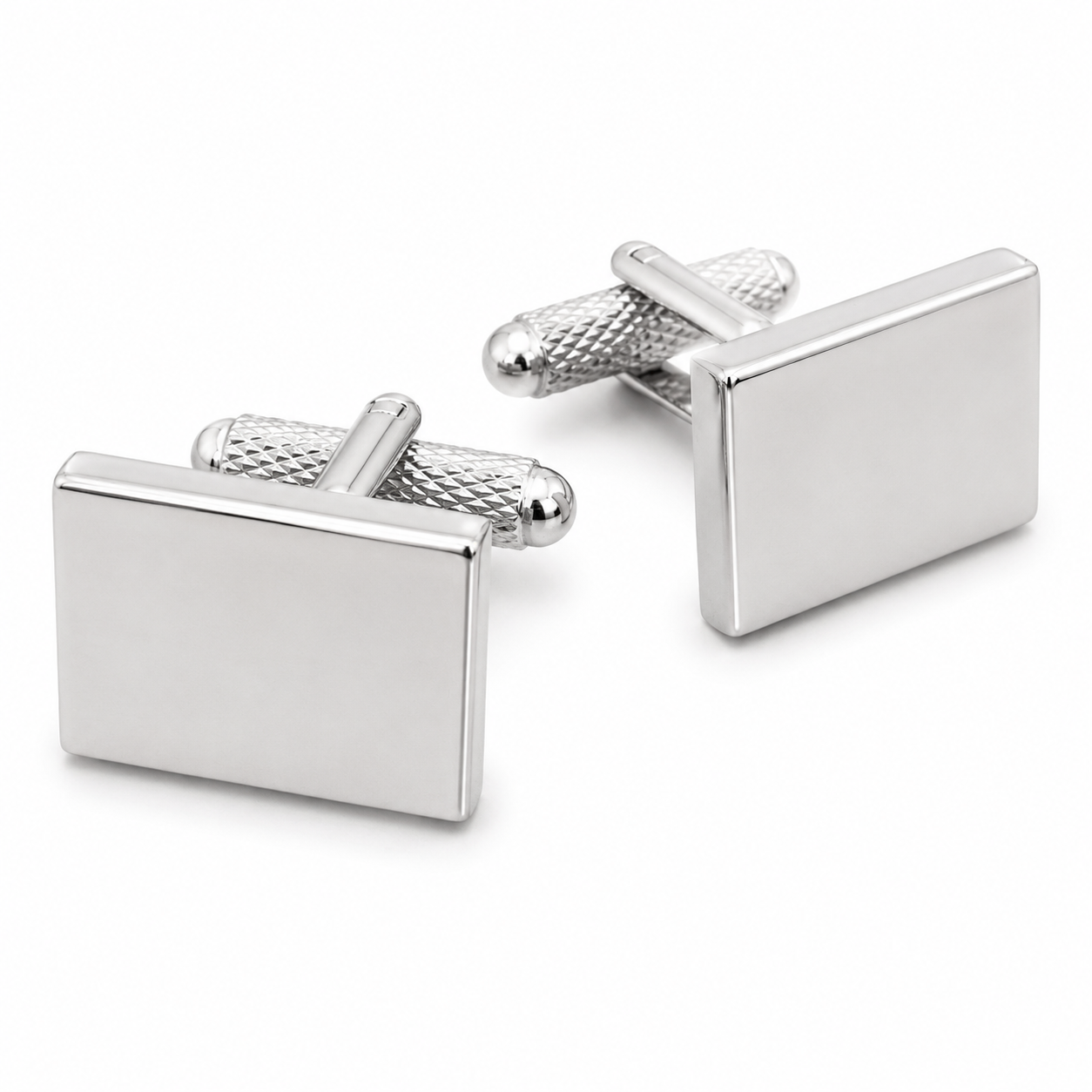 plain silver rectangle cufflinks