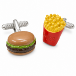 burger and chips cufflinks