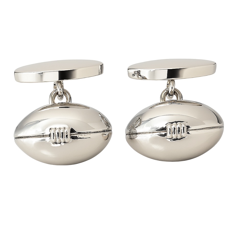 Rugby Ball Chain Link Cufflinks - Image 1