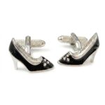 Black Shoes With Crystals Cufflinks