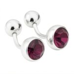 Amethyst Belly Button Style Cufflinks