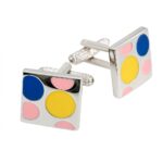 Yellow-Blue-Pink Spots Cufflinks