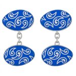 Blue Oval Chain Link Cufflinks