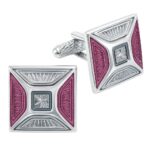 Purple Silver Square Cufflinks