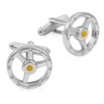 Steering Wheel With Crystals Cufflinks