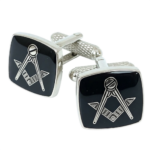 Masonic Rhodium Black Cufflinks