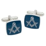 Masonic Rhodium Blue Cufflinks