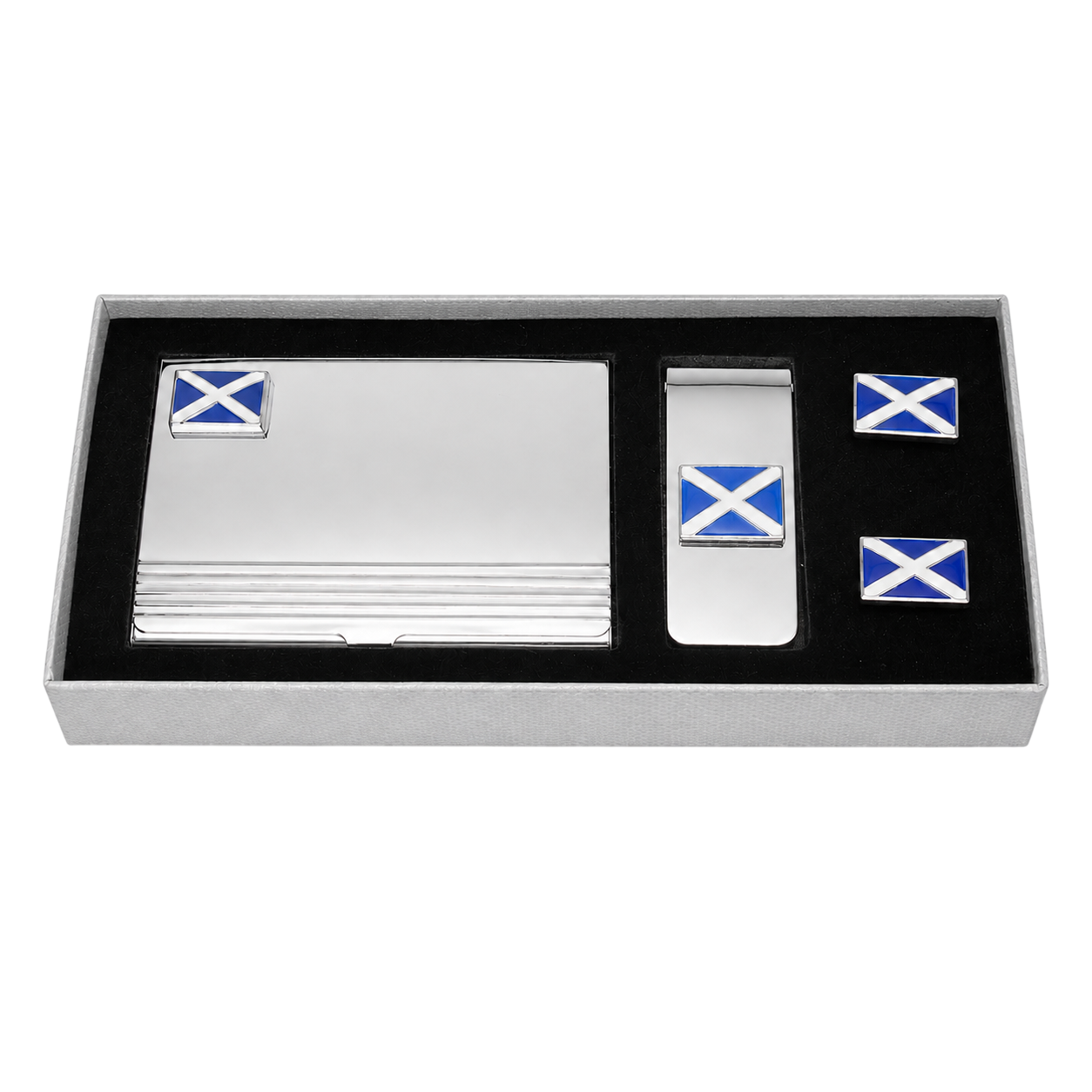 scottish flag gift set - business card holder, money clip, cufflinks