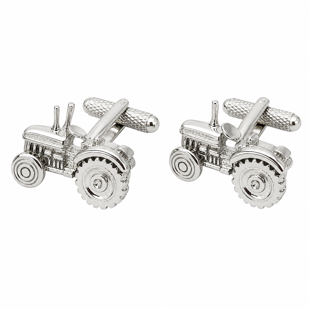 silver tractor cufflinks