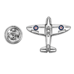 silver spitfire plane lapel pin