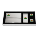 Flag of Wales Business Card Holder + Money Clip + Cufflinks Set