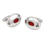 Oval Silver/Red Cufflinks