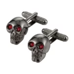 Skull Gun Metal With Crystal Eyes Cufflinks