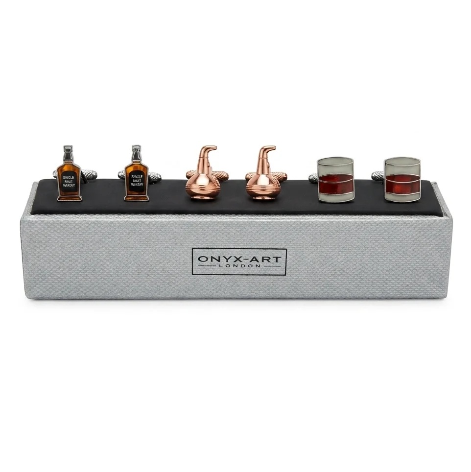 whisky cufflinks 3-set