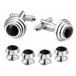 Tuxedo Rhodium Cuff Links + 4 Shirt Studs
