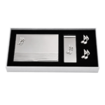Quaver Business Card Holder + Money Clip + Cufflinks Set