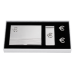 Euro Sign Business Card Holder + Money Clip + Cufflinks Set