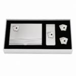 4 Aces Business Card Holder + Money Clip + Cufflinks Set