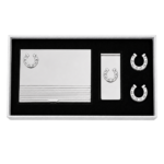 Horse Shoe Business Card Holder + Money Clip + Cufflinks Set