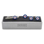 Roundel Cufflinks-Lapel Pin-Tie Bar Set