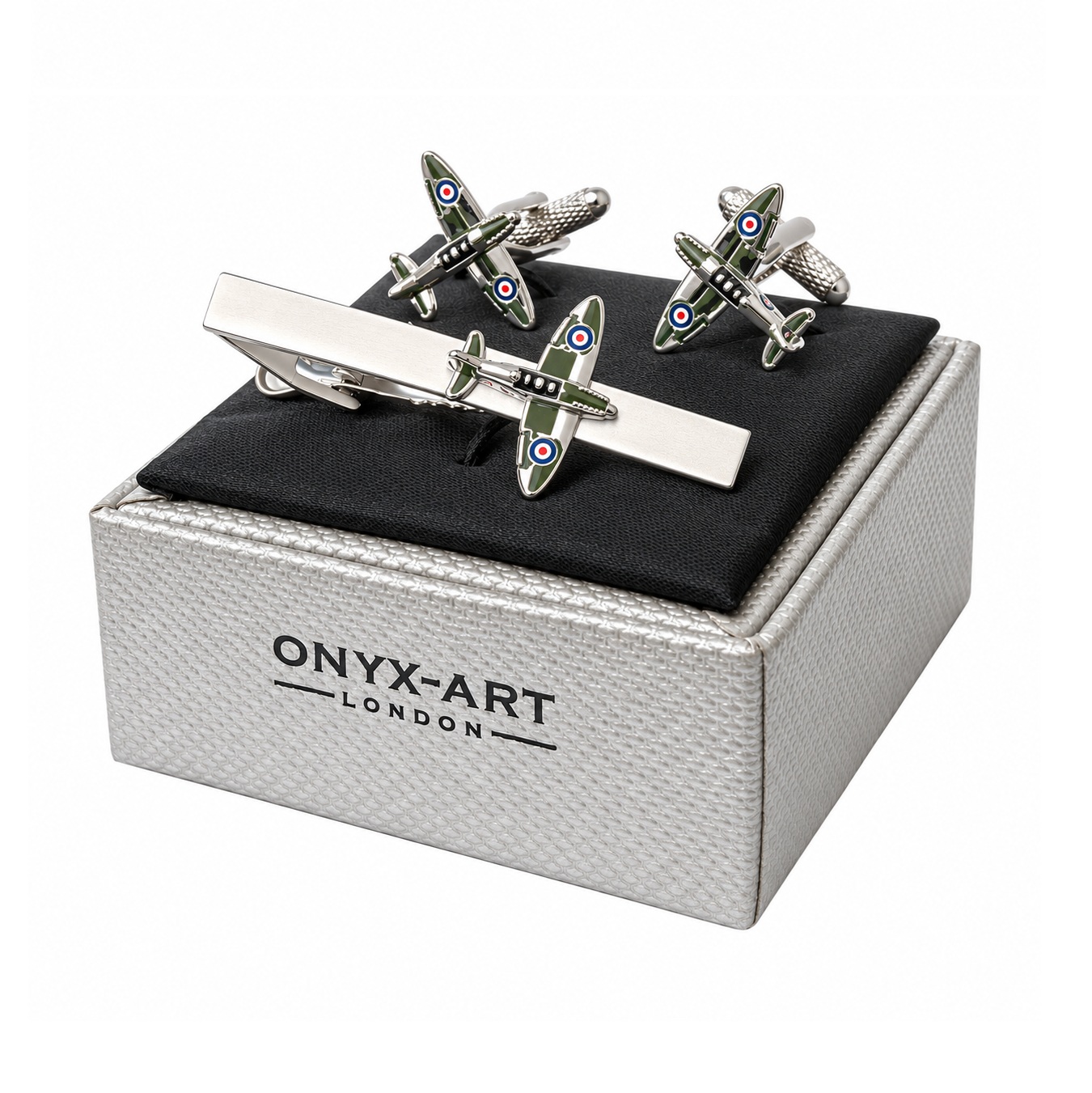 spitfire tie bar and cufflinks set