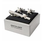 White Golf Ball Tie Bar & Cufflinks Set