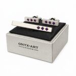Amethyst Crystal Tie Bar & Cufflinks Set