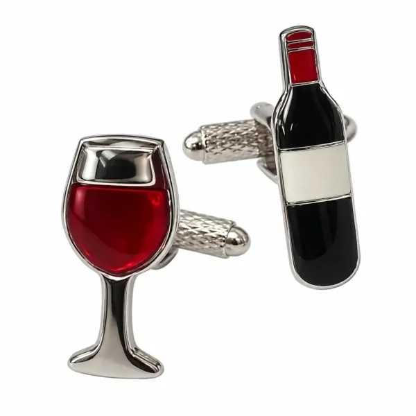 Wine Bottle & Glass Cufflinks