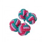 Turquoise, Lilac & Cerise Knot Cufflinks