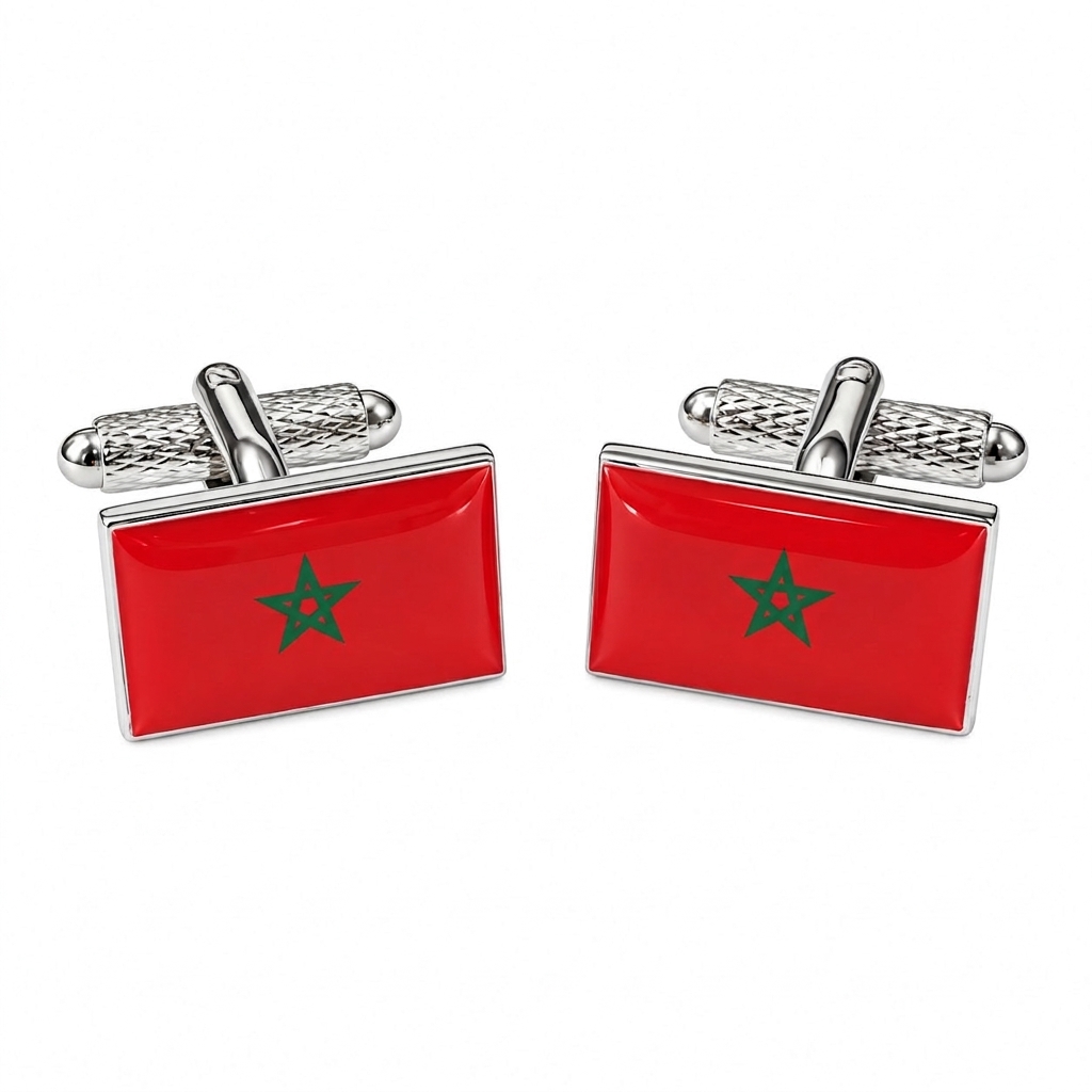 Morocco Flag Cufflinks - Image 1