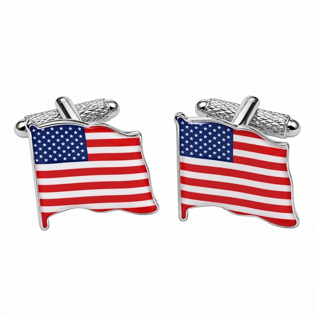 USA Flag (Wavy) Cufflinks - Image 1